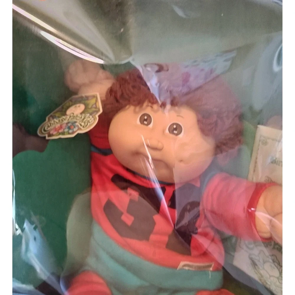 Coleco Cabbage Patch Kids Doll Barnaby Zed 1983 Red Green Sport Jersey #31 Boxed